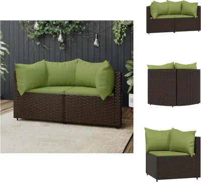 Produktbild von vidaXL Garten-Ecksofas mit Kissen 2 Stk. Braun Poly Rattan -  Gartensofas