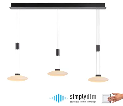 Image de Lampe LED à suspendre, intensité lumineuse variable, réglable en hauteur, noir, H 200 cm