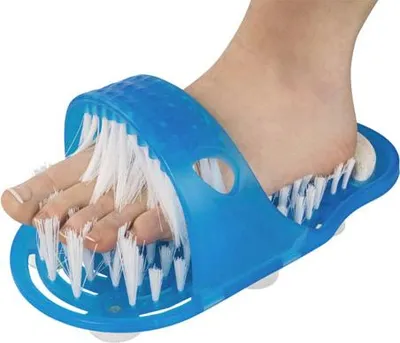 Zdjęcie produktu dla Szczotka do pedicure z pumeksem, do mycia i masażu stóp, pod prysznic, rozmiar uniwersalny, niebieski