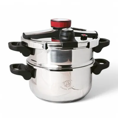 Produktbild von Schnellkochtopf 4-tlg Druckkochtopf 8L Dampfdrucktopf 2-in-1 Couscous Topf Edelstahl Induktion Royal Swiss