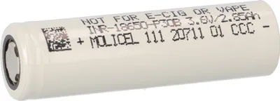 Produktbild von Molicel INR18650-P30B – 18650 Li-Ion 3,6 V, 3000 mAh, 30 A (Flat Top, ungeschützt)