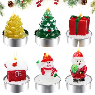 6 Teelichter Kerstmis, Mini-Teelichtkerzen, Weihnachtsmotive