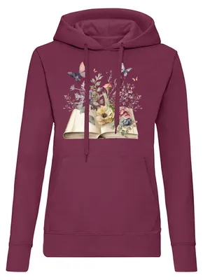 Produktbild von OpenBooksFlowers Damen Hoodie Buchblumen Print Kapuze Freizeit