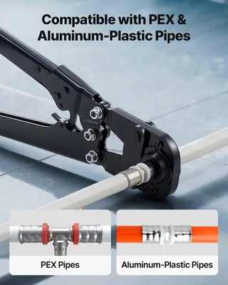 Image de Kit d'outils de sertissage de tuyaux, pince à sertir pour tuyaux PEX et aluminium-plastique avec mâchoires TH12, TH16, TH20, TH26 et TH32 et poignée flexible, pince à sertir compacte à port unique avec coffret de rangement pour la réparation et l'installation de tuyaux