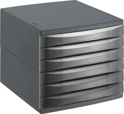 Produktbild von Rotho Schubladenbox mit 6 Schubladen Quadra - Briefablage 36,5 x 28,0 x 25,0 cm - Dokumentenablage für Unterlagen Größe A4 - Ablagebox Kunststoff