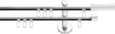 Produktbild von SN Deco Gardinenstange Innenlauf Nancy, 19 mm, 2-läufig, Stahl, Komplett-Set mit Ringen, Profilträger, 300 cm, weiß