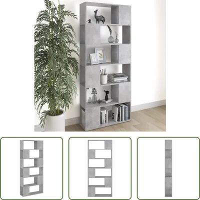 Produktbild von The Living Store Bücherregal Raumteiler Betongrau 80x24x186 cm Holzwerkstoff