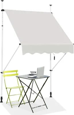Produktbild von Klemmmarkisemit Handkurbel, Balkonmarkise, Sonnenschutz Markise, Gelenkarmmarkise, höhenverstellbar, für Terrasse Balkon Garten (Beige, 1.5 x 1.2m)