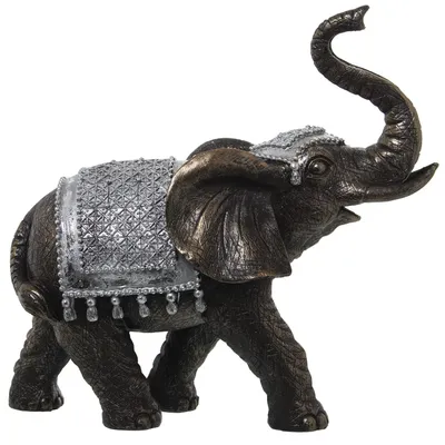 Image de Statue d'éléphant en résine, avec finition argentée
