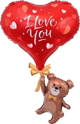 Obrázek produktu pro Fóliový balón medvídek se srdcem Valentýn I LOVE YOU Láska Narozeniny 42x69cm
