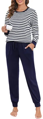 Imagen del producto de Solidchoice - Conjunto de pijama de algodón para mujer, con mangas largas y bolsillos