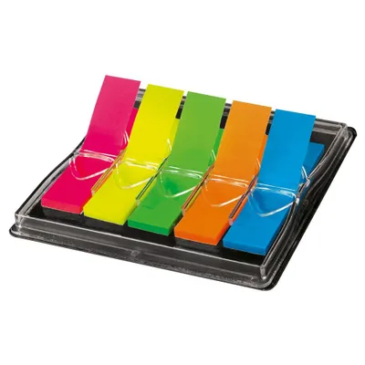 Produktbild von SIGEL HN489 Haftmarker / Z-Marker, Folie, neonrot, -gelb, -grün, -orange, -blau, 45x12 mm, 200 Streifen