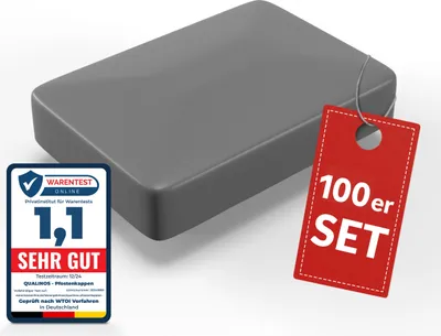 Produktbild von Qualinos Pfostenkappen 60x40 mm Walmdach Pyramide Silber 9006 (100 Stück) – Abdeckkappen für Doppelstabmattenzaun