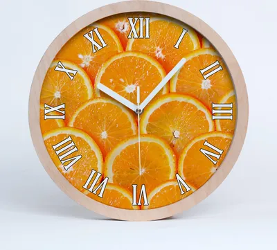 Produktbild von Holzuhr 30fi cm wanduhr - weiße Spitzen - Orangenscheiben
