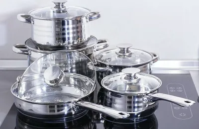 Produktbild von Edelstahl Koch Topf Set Geschirr 10-tlg. Jumbo Gourmet-Linie BLAUMANN BL-1637