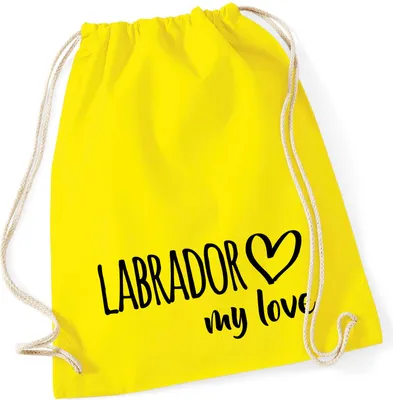Produktbild von Huuraa Turnbeutel Labrador my love 12 Liter Yellow Baumwolle Rucksack Geschenkidee