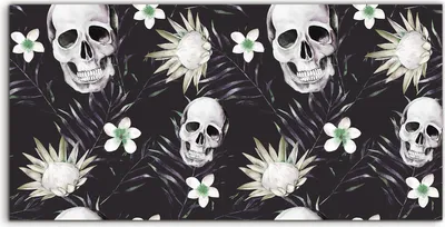 Produktbild von Coloray Canvas 100x50  Wandbild Leinwand Bilder Natur Blumen Schädel mit Blumen Modern