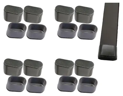 Obrázok produktu pre Gumené krytky na nožičky stoličiek, 50 x 25 mm, s filcovou podložkou, 16 kusov, na ochranu nábytku