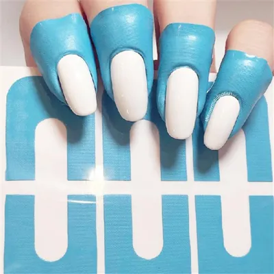 Produktbild von 14 Blatt 140 Stück Nagellack Schablone, Einweg Peel Off Aufkleber Band Maniküre Anti Überlauf Verpackungs Nagel Schutz U-Form-Band für Nail Art Malerei Gradation Stanzen