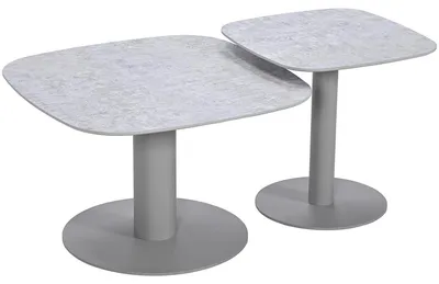 Produktbild von Garden Impressions Bosco Set von 2 Lounge Tischen-  Taupe - light teak look - Fibrestone doha sand