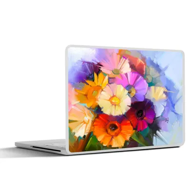 Produktbild von MuchoWow® Laptop Aufkleber Sticker Cover Ölfarbe - Farben - Blumen 25x18 cm - Laptop-Deko