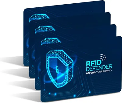 Produktbild von RFID DEFENDER 4x NFC RFID Karte Karten Set RFID & NFC Schutz Blocker Card für EC Kreditkarten Ausweis