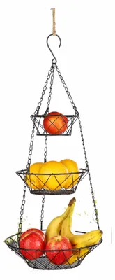 Produktbild von Hangeetagere - Obstetagere - mit 3 runden Korben - 67 cm - Metall
