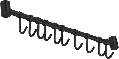 Produktbild von Famanu Aufhängeschiene aus Edelstahl mit 10 beweglichen Haken - 526 x 34 x 22 cm