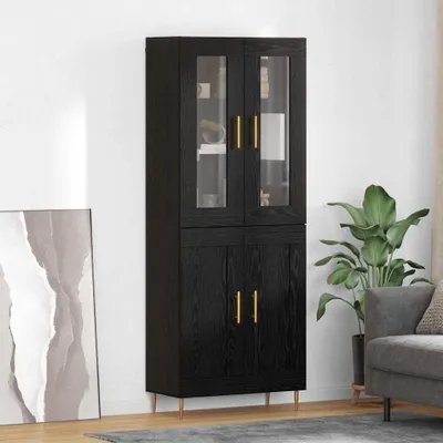 Zdjęcie produktu dla VidaXL Wysoka szafka, 2 sztuki, kolor czarny, imitacja dębu, wymiary: 69,5 x 34 x 180 cm