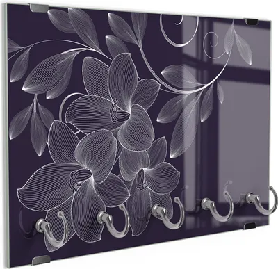 Produktbild von DEQORI Schlüsselbrett Glas 30x20 cm 'Elegante Liliengrafik' Schlüssel Halter Board Haken