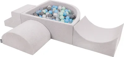 Produktbild von KiddyMoon Spielplatz Aus Schaumstoff Mit 300 Bälle 7cm Hindernisläufen Version 6 Viertel Eckig Bällebad Mit Bunten Bällen Für Babys Und Kinder