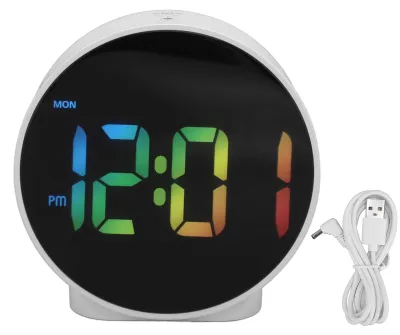 Immagine prodotto di Sveglia LED da 4 pollici, multifunzionale, innovativo display 12-24 ore, luminosità a 3 livelli, elettrica, per casa, viaggi, corpo bianco, colore