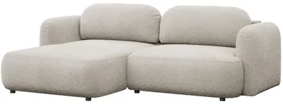 Image de Selsey Tvoya – Canapé d'angle convertible, pouf à gauche, bouclé beige clair