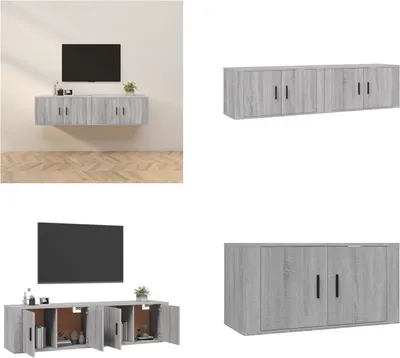 Produktbild von vidaXL TV Wandschränke 2 Stk. Grau Sonoma 80x34,5x40 cm - TV-Wandschrank - TV-Wandschränke - TV-Schrank - TV-Konsole