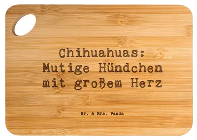 Produktbild von Mr. & Mrs. Panda Frühstücksbrett Spruch Chihuahua Mut - Transparent - Geschenk, loyal, Holzbrett, Hackbrett, schneidunterlage, Hunderasse, Hunderassen Pflege, Begleiter