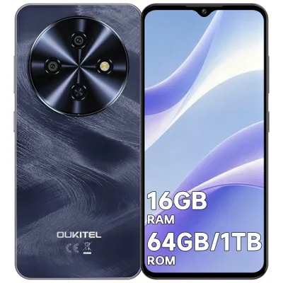 Produktbild von OUKITEL C5 Handy ohne Vertrag, 6,52 Zoll Display, 5000mAh Akku, Android 14 Smartphone, 16GB RAM, 64GB ROM, 4G Dual-SIM, 13 MP Kamera, Schwarz