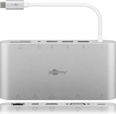 Image de Goobay 62113 station d'accueil pour ordinateur portable/réplicateur de ports USB 3.2 Gen 1 (3.1 Gen 1) Type-C câblé Argent
