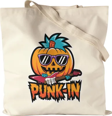Produktbild von Punk-In Lustiges Kürbismotiv Jutebeutel Geschenkidee witziges Design Halloween