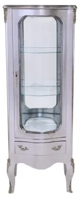 Immagine prodotto di Vetrina Casa Padrino in stile barocco, finitura argento, 50 x 40 x 130 cm - Mobile vetrina in legno e vetro