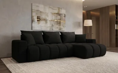 Produktbild von Ecksofa GERRO Schlaffunktion Bettkasten Universal Boucle SCHWARZ
