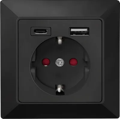 Image de LogiLink PA0262B Prise encastrée LogiLink, 1x CEE 7/3, 1x USB-A, 1x USB-C