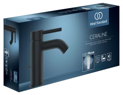 Produktbild von Ideal Standard Waschtischarmatur Ceraline Ausladung 100mm BC193XG Schwarz (Silk Black)