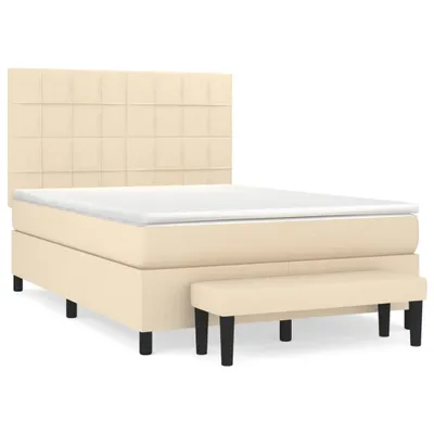 Produktbild von Boxspringbett mit Matratze Creme 140x200 cm Stoff