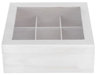 Produktbild von Holz-Aufbewahrungsbox, 9 Gitter, ätherisches Öl, Handarbeit, Kreativität, transparente Verpackung, Zubehör, Weiß