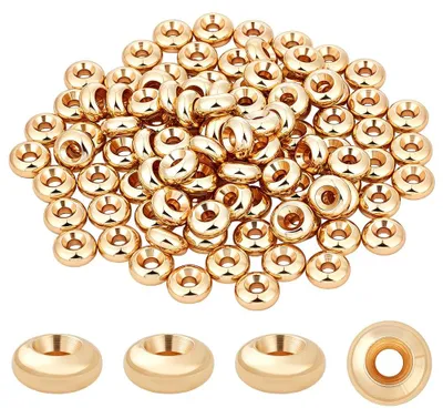 8 mm 14K vergoldete Abstandskugeln, 50 Stück, Donut-Form