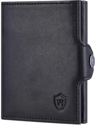 Obrázok produktu pre Tenká peňaženka s RFID ochranou z pravej kože – mini peňaženka pre dámy a pánov, puzdro na karty s veľkým priečinkom na mince a priečinkom na bankovky, kompaktná