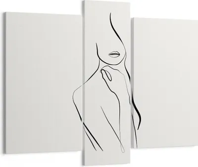 Produktbild von Bild auf Leinwand - Leinwandbild - 3 Teile - Frau Skizze Zeichnung - 95x80cm - Wand Bild - Wanddeko - Wandbilder - Leinwanddruck - Bilder - Wanddekoration - Leinwand bilder - Wandbild - CB95x80-5045
