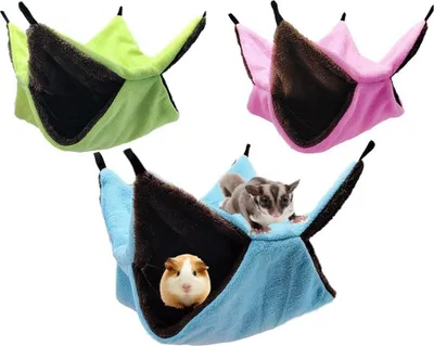 Produktbild von Kleine Haustierkäfig-Hängematte - weiches Plüsch - 3 Stück - Meerschweinchen, Hamster, Ratten, Frettchen, Chinchillas, Eichhörnchen