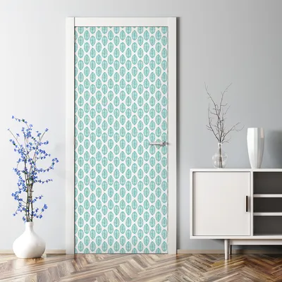 Produktbild von Dekorative Türaufkleber Aufkleber selbstklebend Abnehmbarerdeko Blätter blau weiß 77 x 200 cm