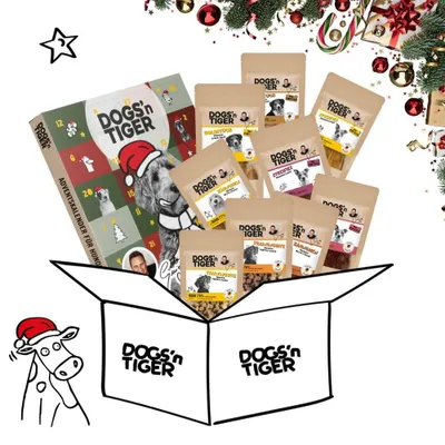 Produktbild von Dogs’n Tiger – Guido Maria Kretschmer Weihnachts-Snack-Box für Hunde | Natürliche Premium-Snacks aus 85 % Fleisch, ohne Getreide & Zucker